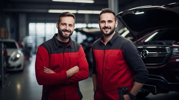Bild zweier Teamkollegen in Arbeitskleidung